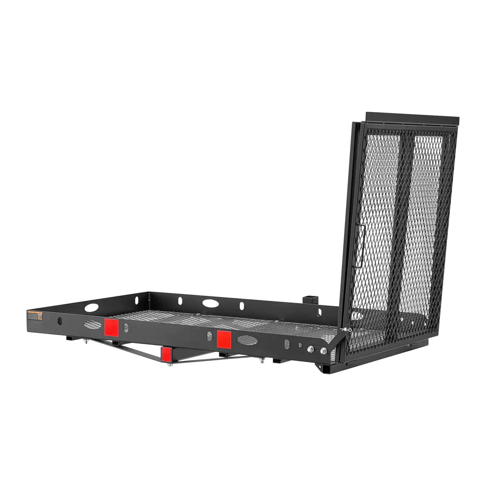 Hitch Mount Wheelchair Carrier Height Adjustable, 500LBS Steel Mobility Scooter Carrier Cargo Basket with Double-Folding Ramp & Stabilizer Kit, Fit 2" Hitch Receiver for Truck SUV Car, 50" x 28"