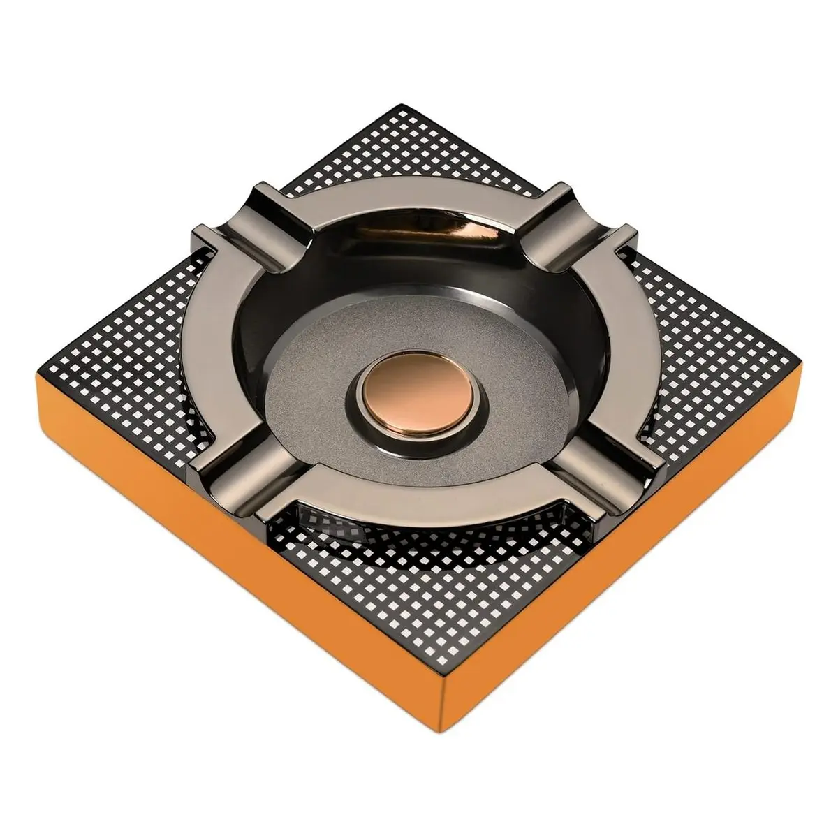 Alloy Metal Square Cigar Ashtray, Outdoor Patio Table Decor, Gift for Men