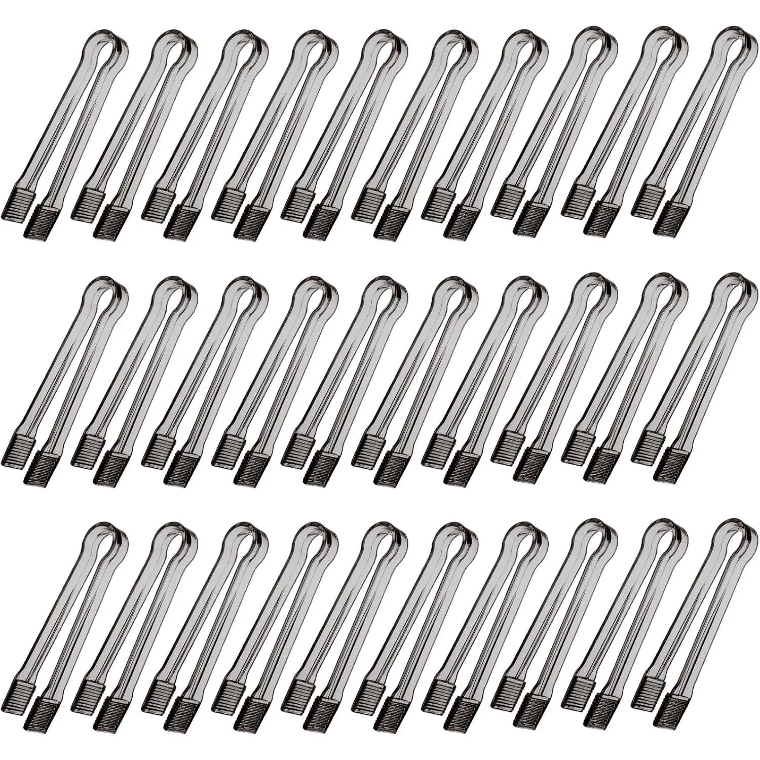 30 pcs Small Plastic Mini Tongs for Serving Food, Blue Disposable Clear Tongs for Buffet, Appetizers, Ice, Candy, Buffet Utensils Serving (6.3 inch)