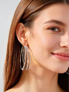 Popular European & American Earrings, Sparkling Rhinestone Hoop Earrings, Light Luxury High-End Jewelry In Stock