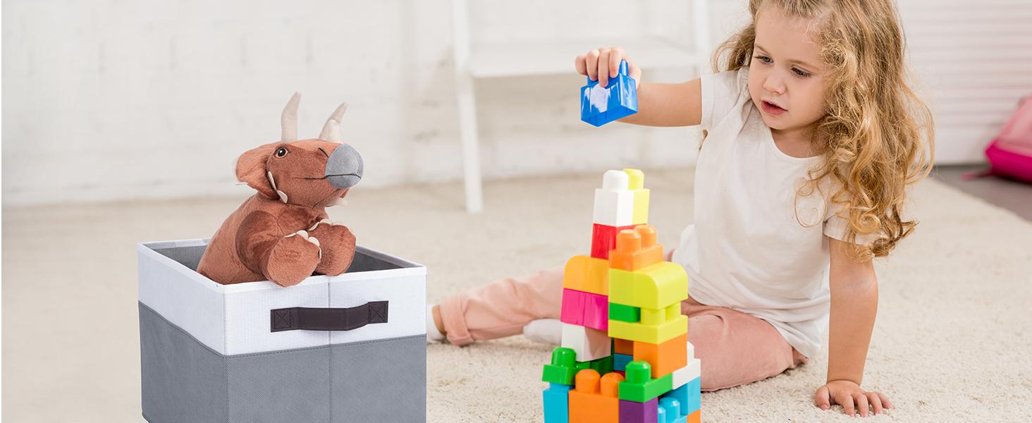 4 Pack Large Closet Storage Baskets Bins for Shelves| Fabric Closet Organizers and Storage with Handles Home Organization| Decorative Collapsible Baskets for Organizing Clothes Nursery 14"x10"