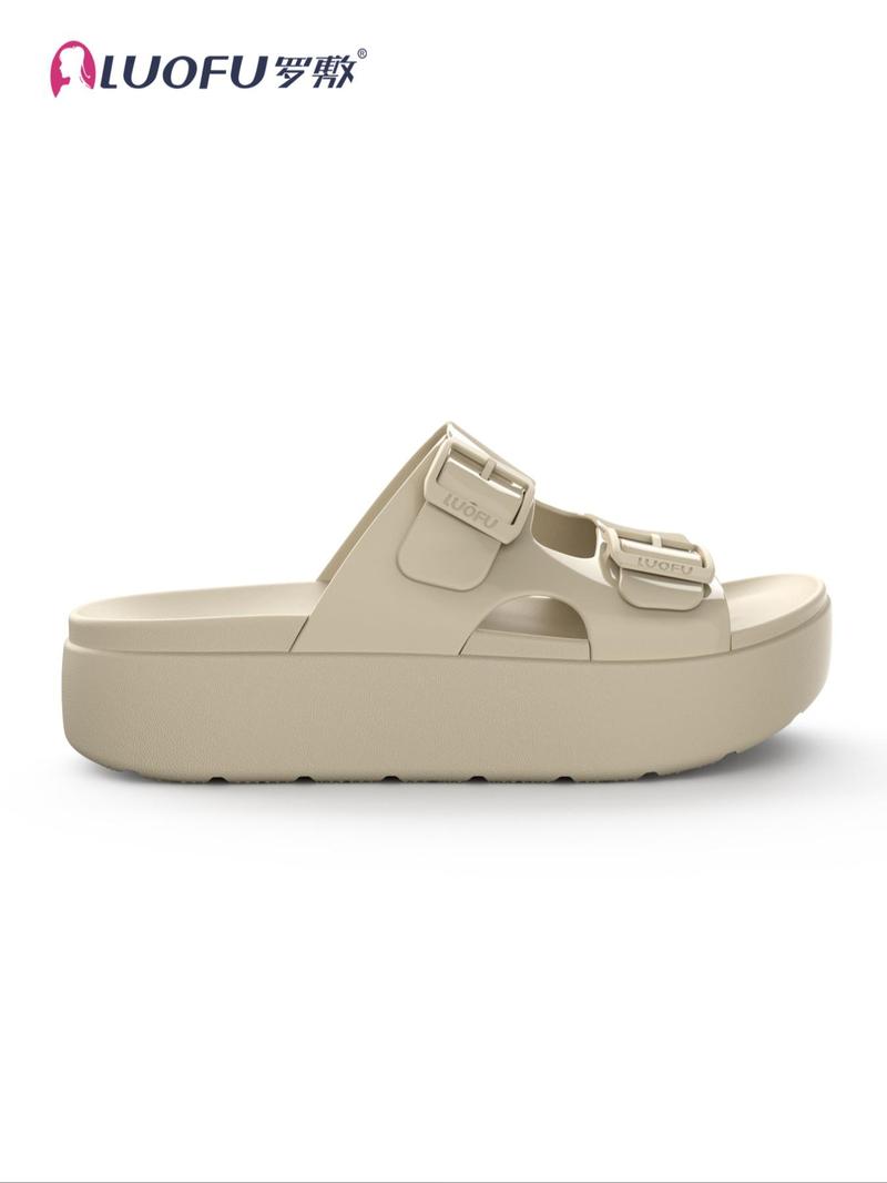 Women's Fashionable Colorblock Double Buckle Design Slides, Casual Comfortable Flat Sandals for Summer, Lightweight Breathable Shoes for Outdoor Activities, Footwear, Slippers for Women