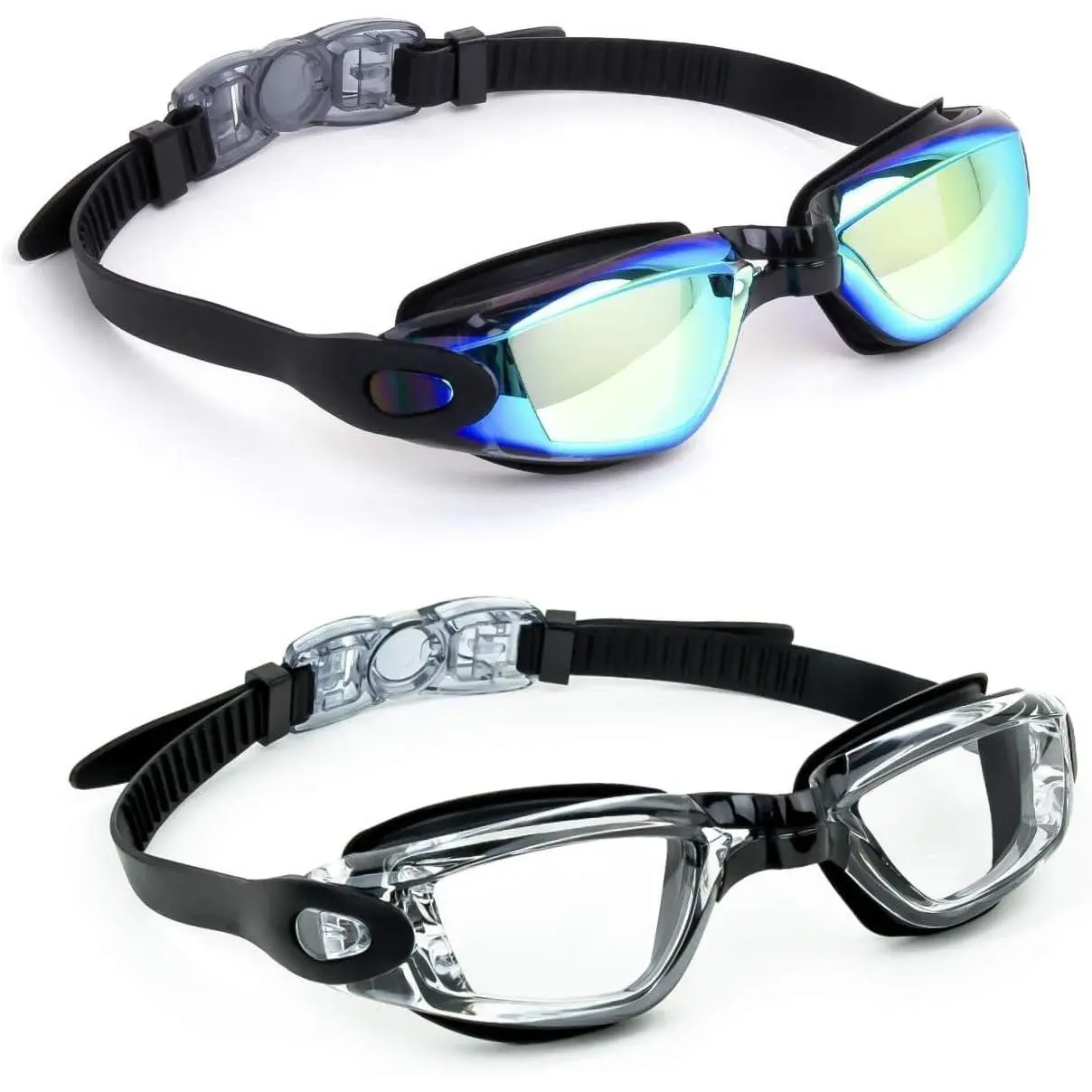 Adult Swim Goggles 2 Pack No Leaking Goggles for Men Women Youth | Anti-Fog UV Protection Mirrored Swimming Glasses