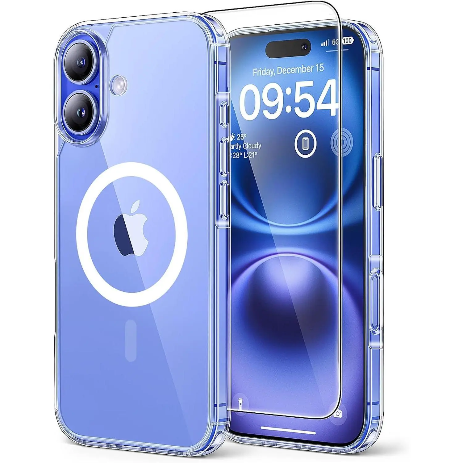 TAURI for iPhone 16 Case, Compatible with MagSafe, with Screen Protectors, Anti-Yellowing Military-Grade Protection, Shockproof Slim Magnetic Phone Case for iPhone 16 6.1", Clear