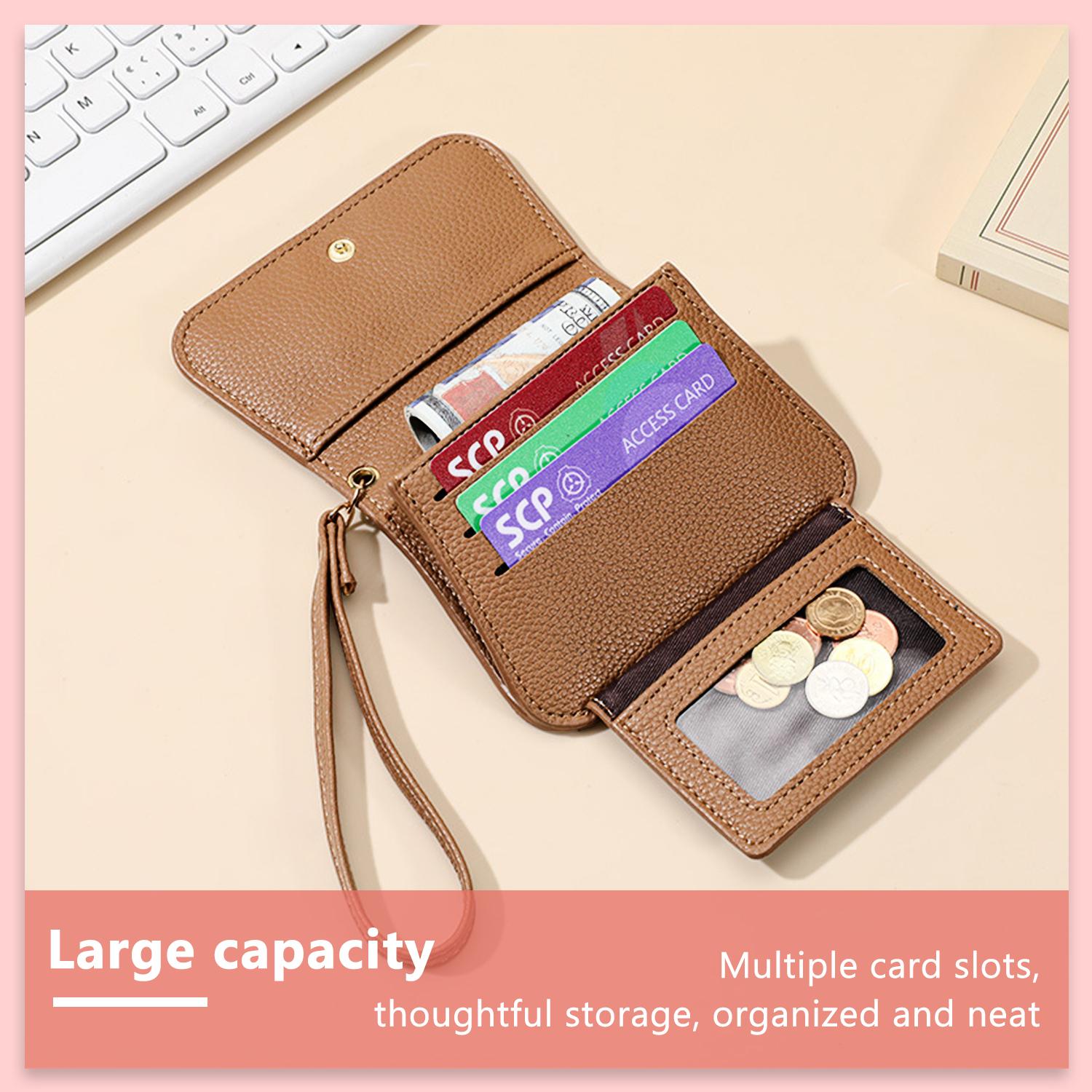 Womens Short Wallet RFID Blocking Small  Wrist Strap Wallets Woman Credit Card Holder Trifold Ladies Wallets with Coins Zipper Pocket,Christmas Gifts