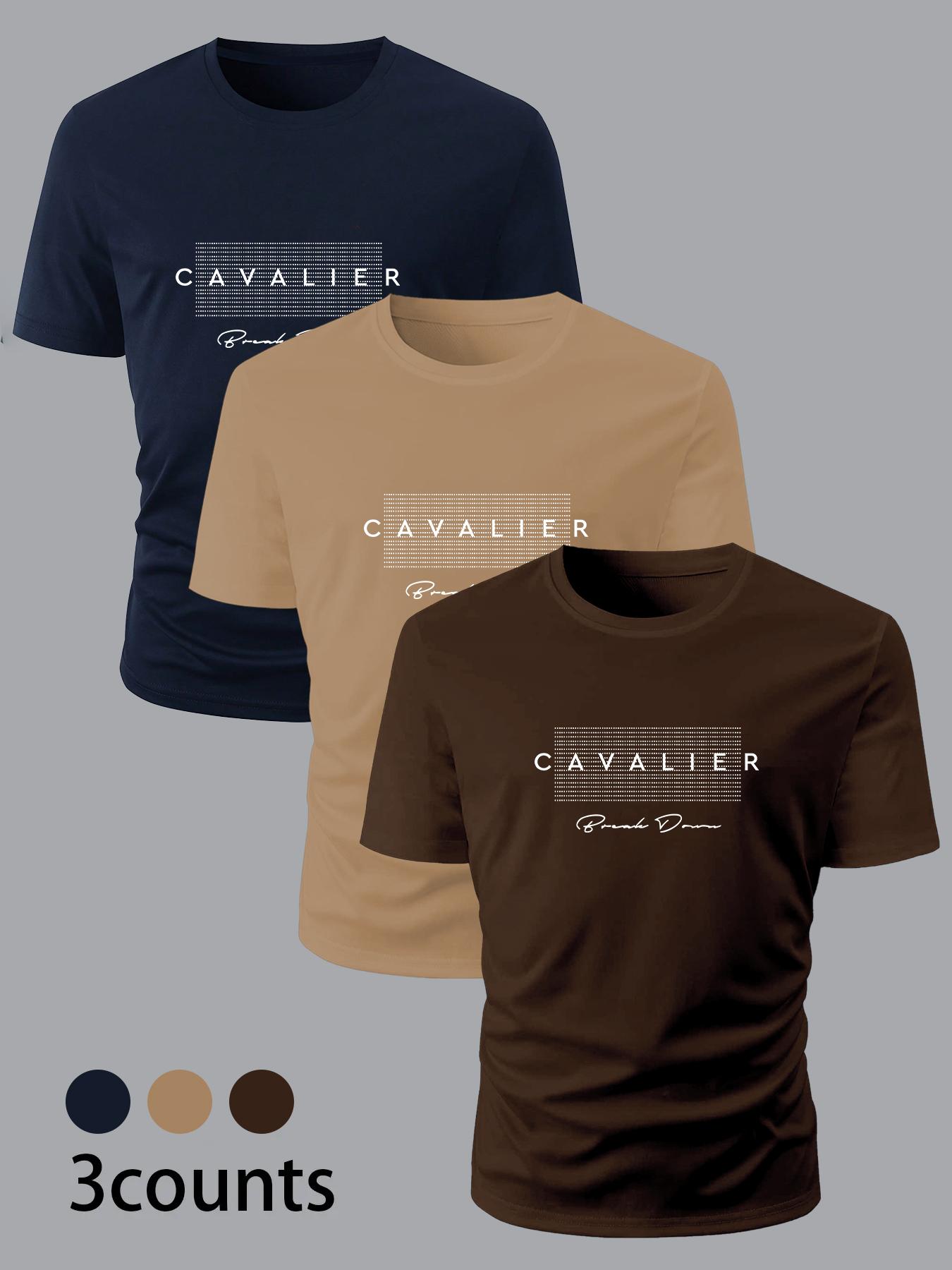 Men's Letter Print Round Neck Tee, Regular Fit Casual Short Sleeve T-shirt, Men's Summer Top for Daily Wear, Gym Tees, Athletic T Shirt