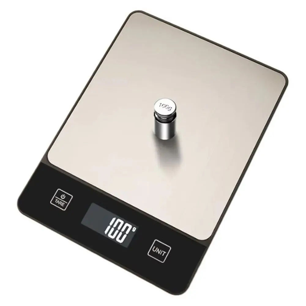 Digital Food Scale 10kg/22lb, 1g/0.04oz Precision, Stainless Steel, Tare Function, Battery Operated, Ideal for Baking and Cooking