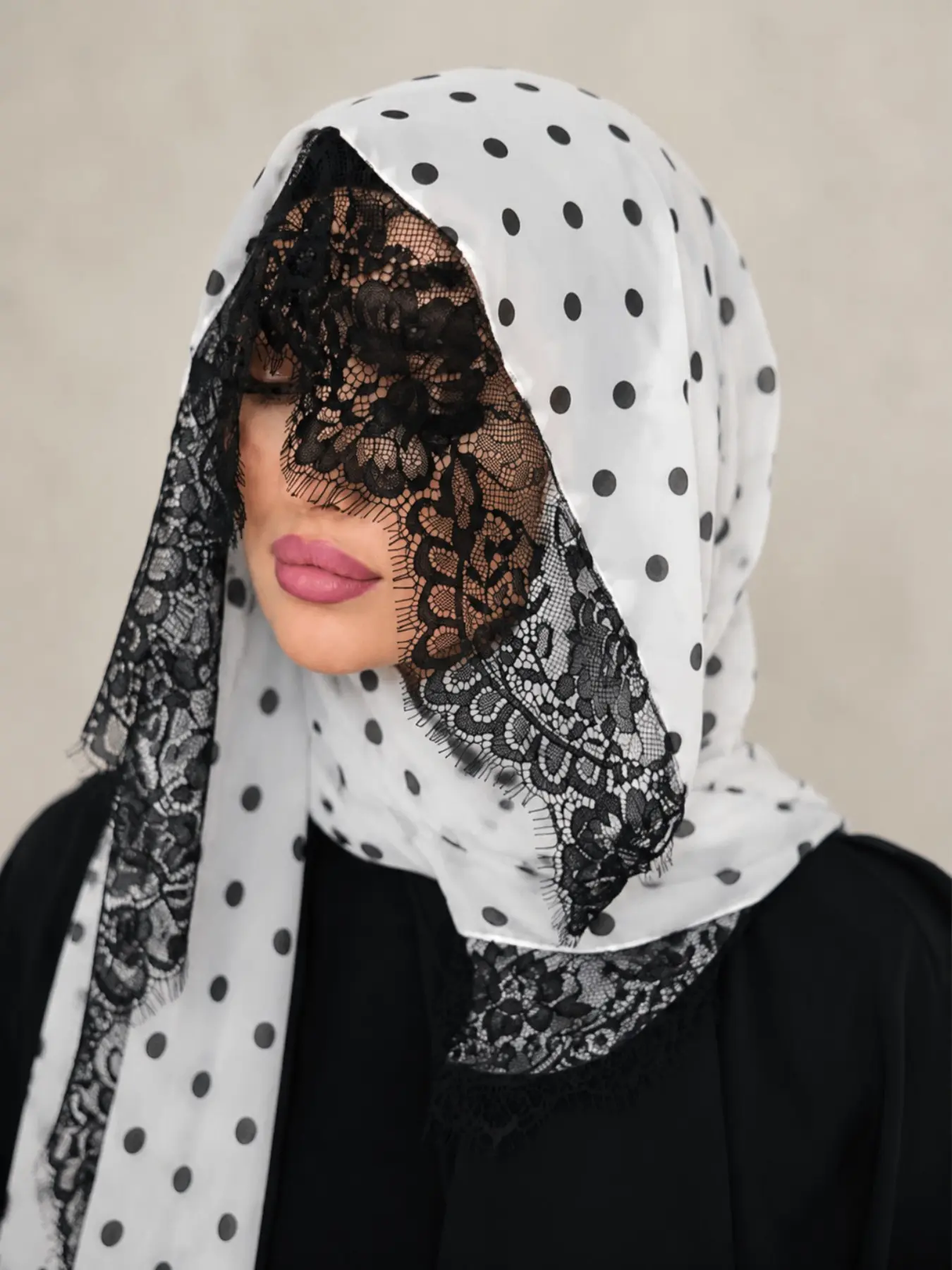 Elegant Polka Dot Chiffon Long Scarf, Women's Printed Headscarf, Muslim Fashion Turban, Breathable Beach Shawl, All-Season Accessory