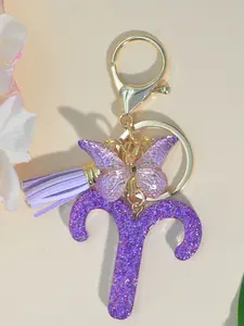Acrylic Zodiac Keychain for Women, Astrology Fortune God Charm Gift, Casual Plain Style, No Choking Hazard Warning