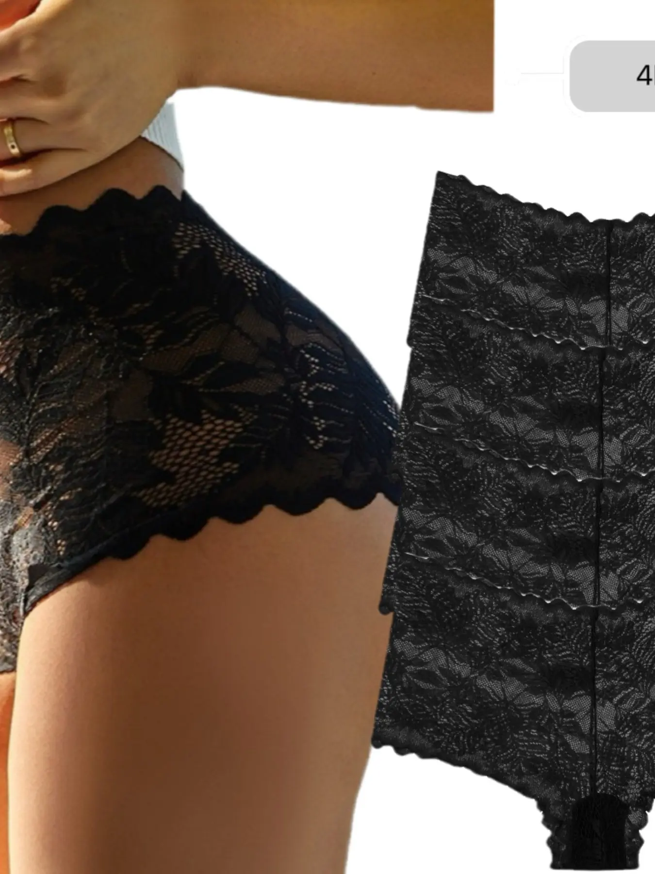4-Pack Sexy Fashion Lace Women's Boyshorts Panties, Casual Mid Waist Fitted Underwear, Breathable Comfort for All Seasons, Elegant Plain Design