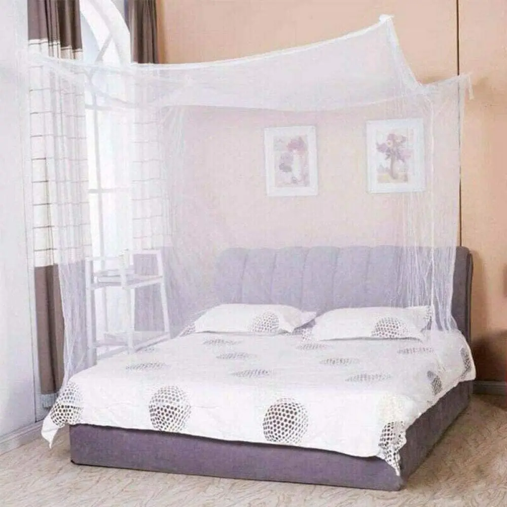 4 Corner Net for Bed, Full Size Netting Drapes| Fine Mosquitero Bug Protection Net for Bedroom Camping and Travel, White, L75 X W47 X H59 Inch
