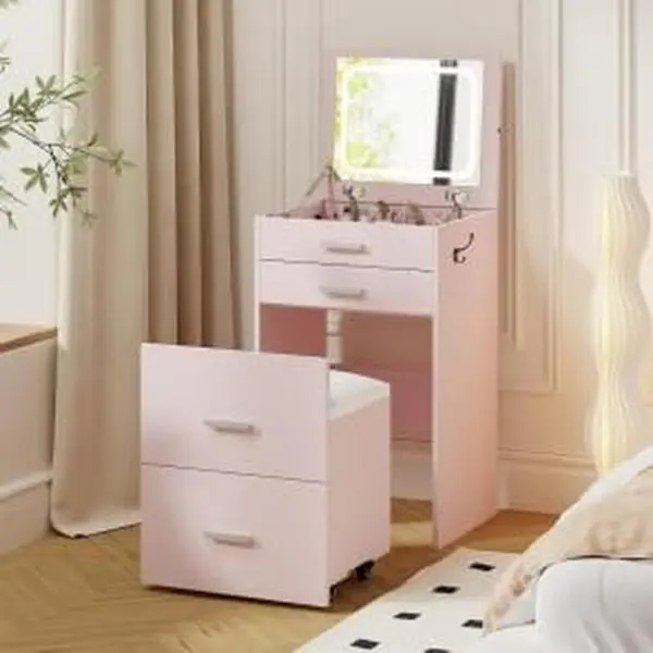 Garvee Compact Vanity with 3 Drawers - White