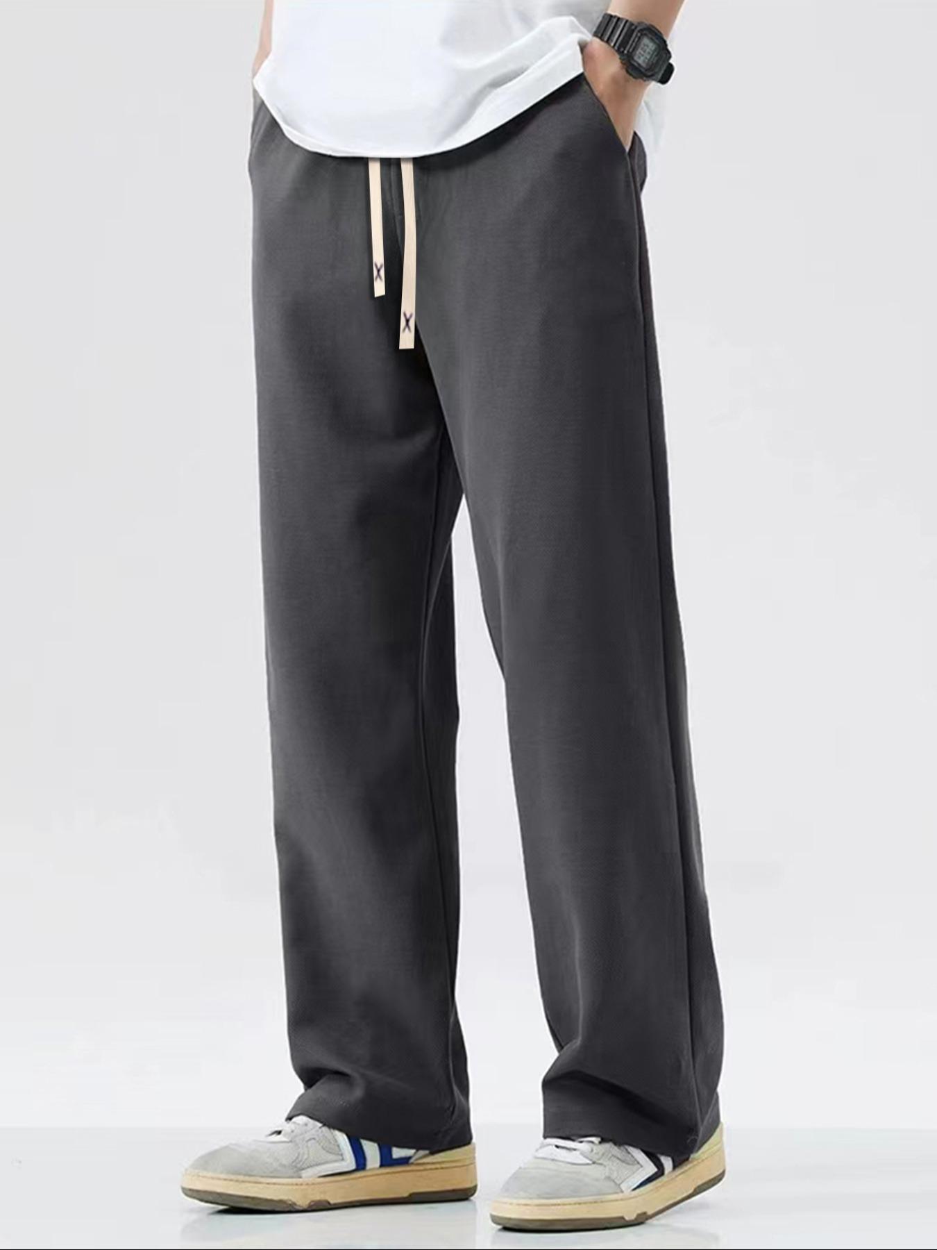 Men's Solid Color Pocket Drawstring Waist Sweatpants, Casual Comfy Loose Jogger Pants for Spring & Fall, Men's Trousers for Daily Wear