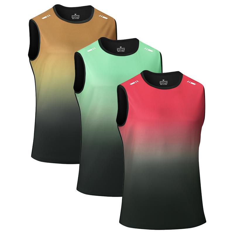 1/3 Pack Men's Gradient Sleeveless Gym Tank Tops, Quick Dry Moisture Wicking Athletic Workout Vests, Summer Casual Streetwear Sportswear Multiple Colors