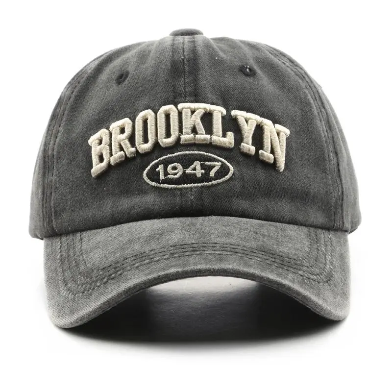 Unisex Vintage Washed Cotton Dad Hat for Adults - Embroidered Logo, Adjustable Strap, UV Protection, Retro Varsity Sports Baseball Cap, Athletic Brooklyn Style, Ideal for Hip-Hop & Casual Wear