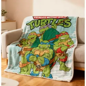 Teenage Mutant Ninja Turtles TMNT Turtle Group Silky Touch Super Soft Throw Blanket, Cartoon Ninja Turtles Blanket for Kids & Adults, Air Conditioning Blanket for Bed Sofa Couch Bedroom, Lightweight Cozy Travel Blanket, Birthday Gift for Children, Home