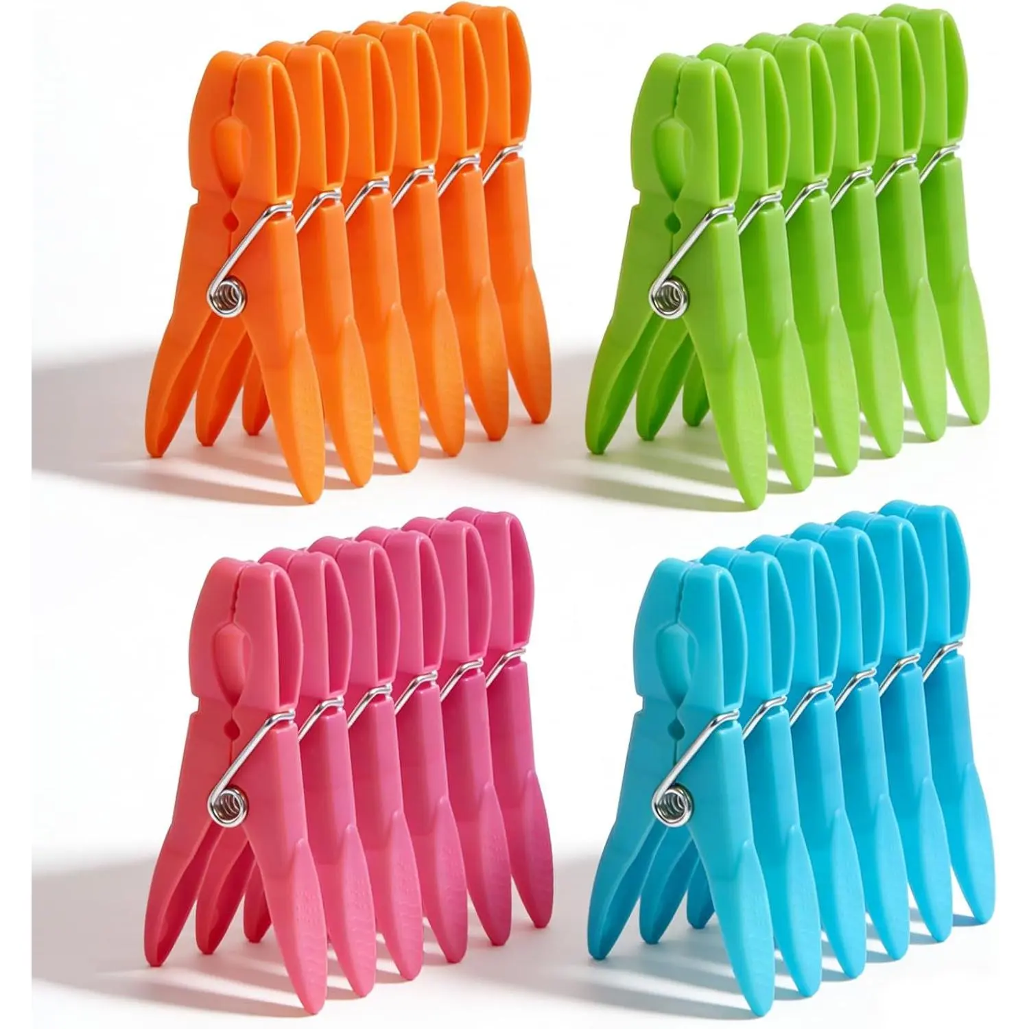 Colorful Plastic Clothespins, Heavy Duty Laundry Clothes Pins Clips with Springs, Air-Drying Clothing Pin Set(24 Pack)