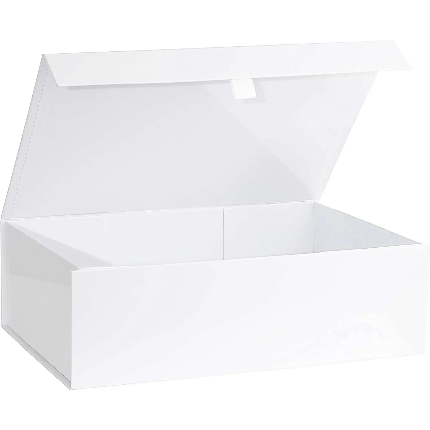 2 Pack White Hard  Box With  Closure Lid 10.5"x7"x3" Rectangle Favor Boxes With White Glossy Finish (2 Boxes)