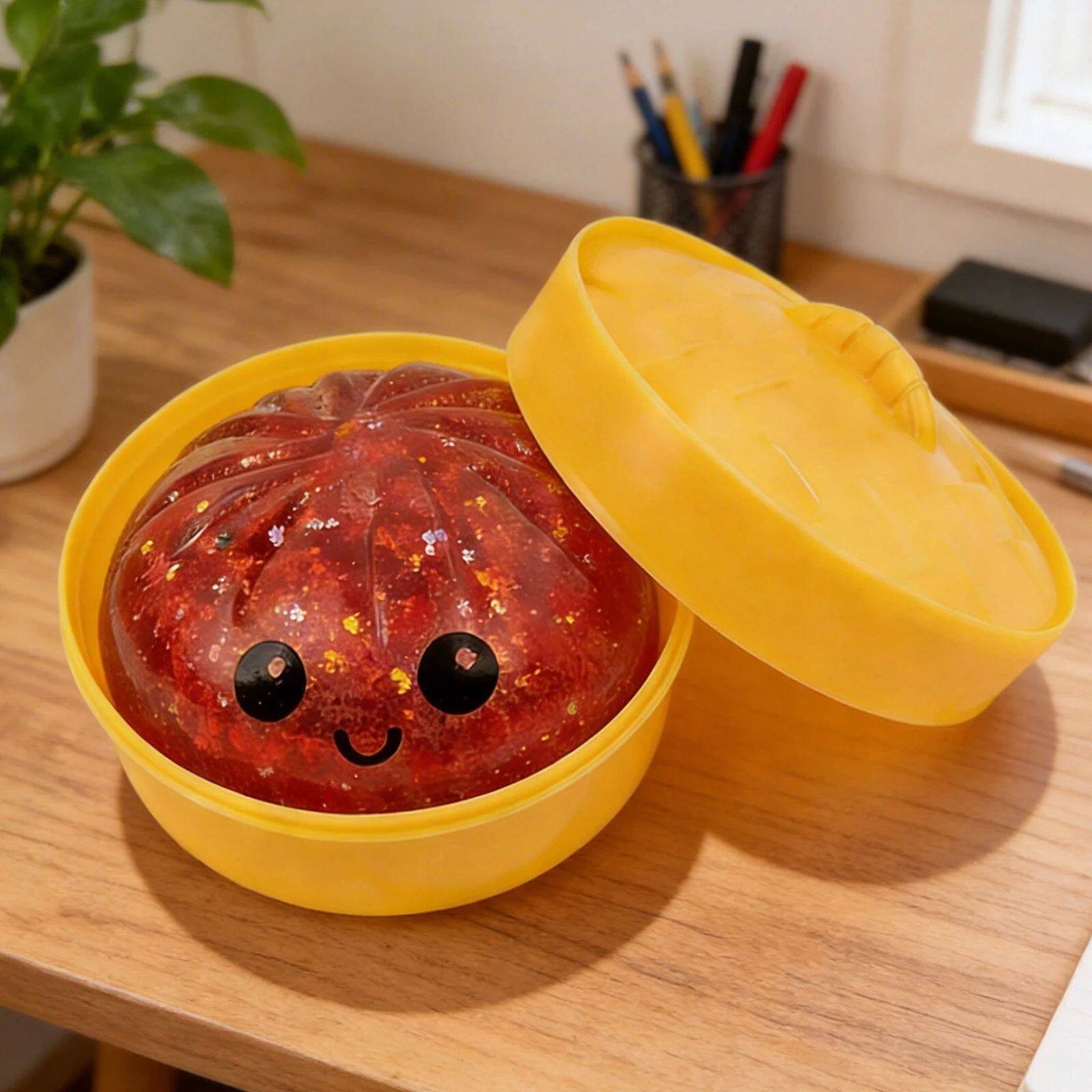 [Four colors, 10cm/3.94in] Giant Glitter Dumpling, Giant Dumpling Soft Toy, Super Rainbow Dumpling, Cute Stress-Relief Fidget Toy, with Steamer Box, Soft Squeezable Stress-Relief Dough for Adults
