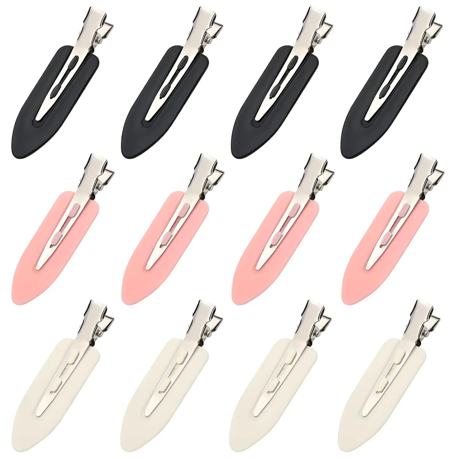 12 count No Crease Hair Clips, No Bend Hair Clips, Flat Hair Barrettes  Duck Billed Clips for Women Girls Styling Sectioning Makeup Bangs  Accessories Salon Hairstyle , White, Black
