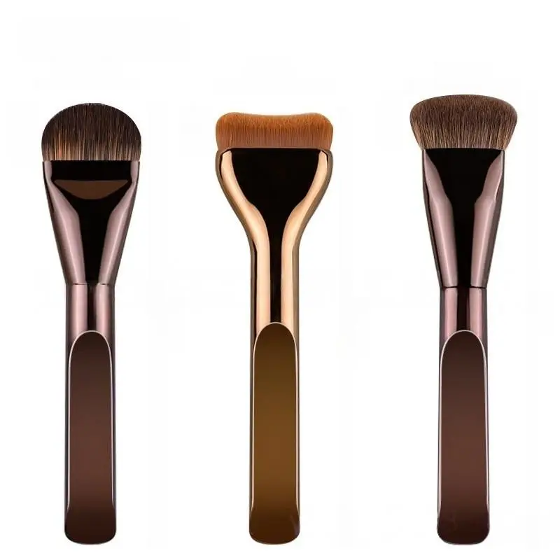3-Pack Flat Head Foundation Brush Set, Anti-Powder Design, Perfect for Makeup Application, Concealer & Contouring Brushes