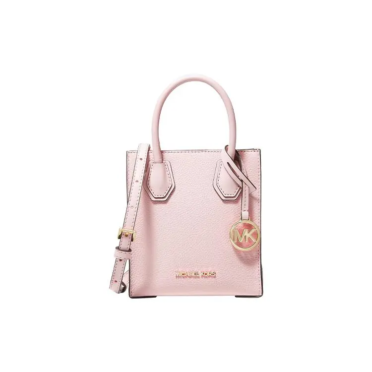 Michael Kors MK Mercer Classic Vintage-Style Crossbody Bag for Women – Faux Leather Accordion Purse in Pink