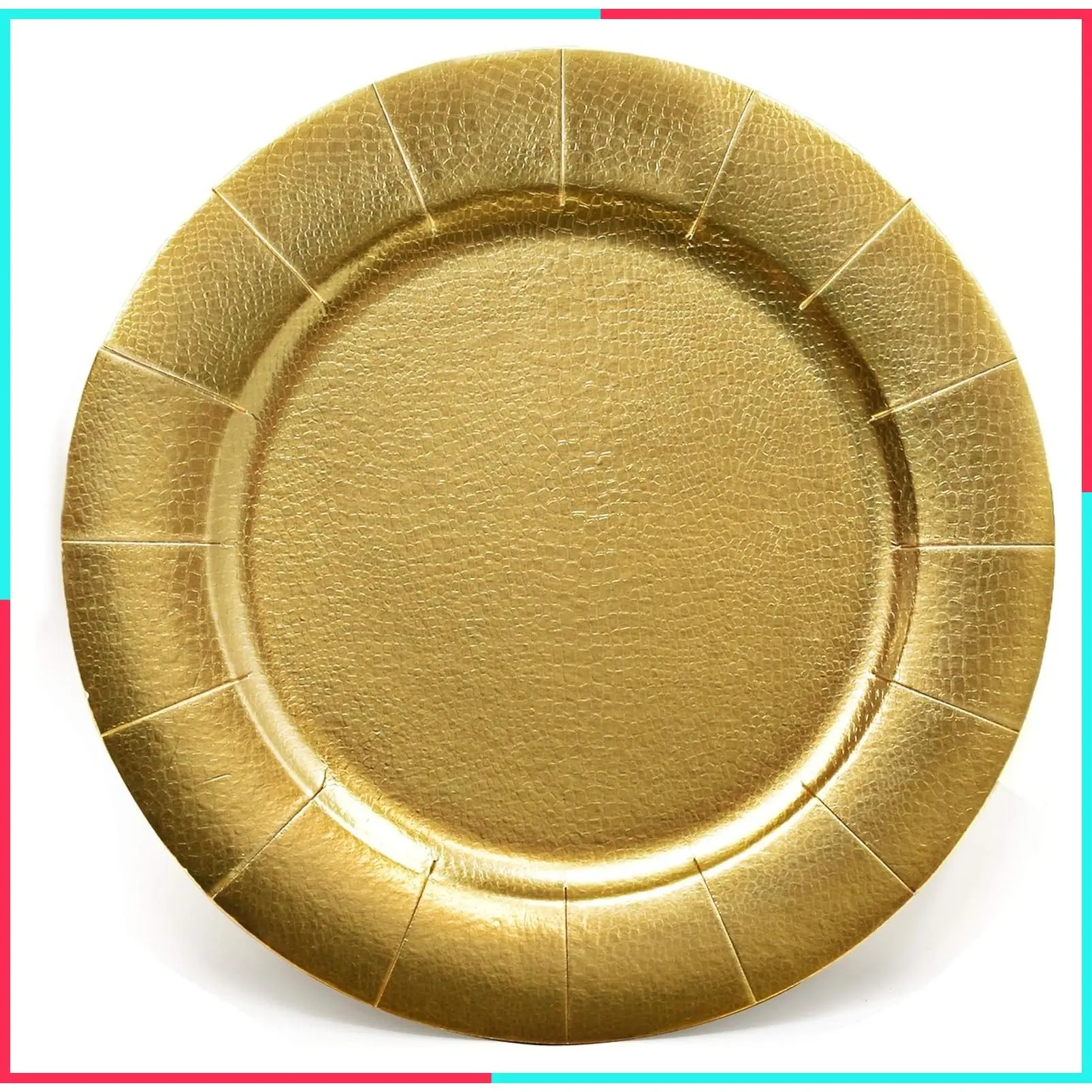 24 Pack Gold Charger Plates 13 Inch Disposable Round Heavy Duty Paper Placemats for Wedding Reception, Bridal Shower, Birthday, Baby Shower, Holiday Dinner Party Decor