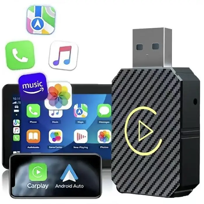 2 in 1 Wireless Apple CarPlay Adapter, for both Apple and Android,converts wired to wireless, suitable for factory wired CarPlay cars from 2016+