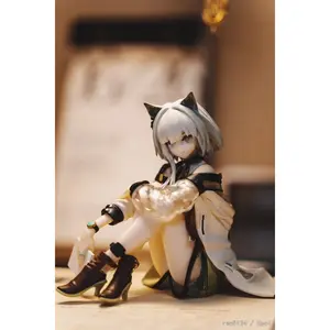 Anime Figure Arknights Kal'tsit Cute Cat Ear Sitting Girl PVC Instant Noodle Press Game Series Anime Character Collection 10CM