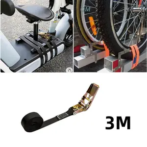 3m Ratchet Auto Lock Tie Down Strap, Motorcycle Car Cargo Binding Belt, Strong Luggage Trailer Rope, Bicycle Suitcase Trailer Rope