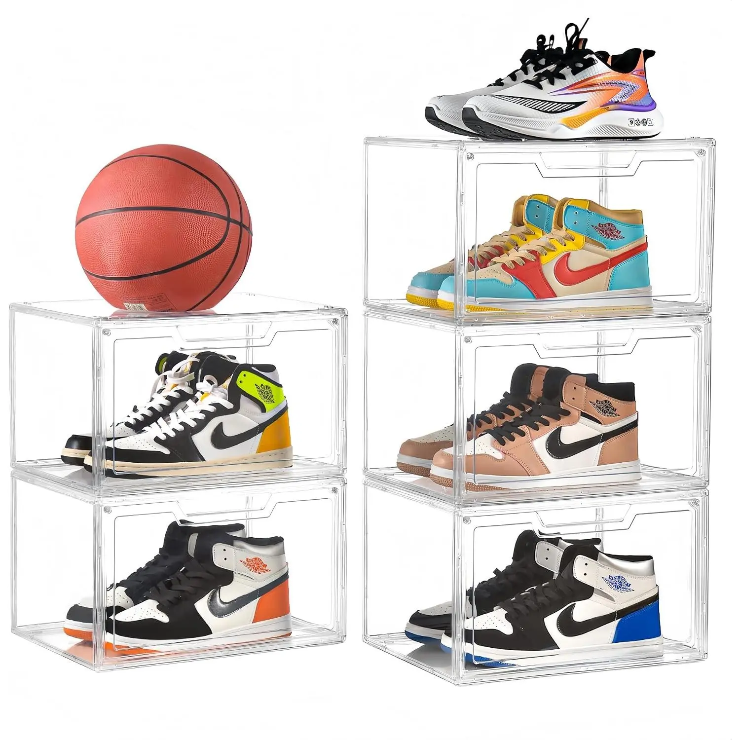 Magnetic Acrylic Clear Shoe Boxes – 360° Transparent Stackable Sneaker Storage & Organizer Box, Professional Shoe Display Case & Multipurpose Storage Bin for Closet (5pcs)