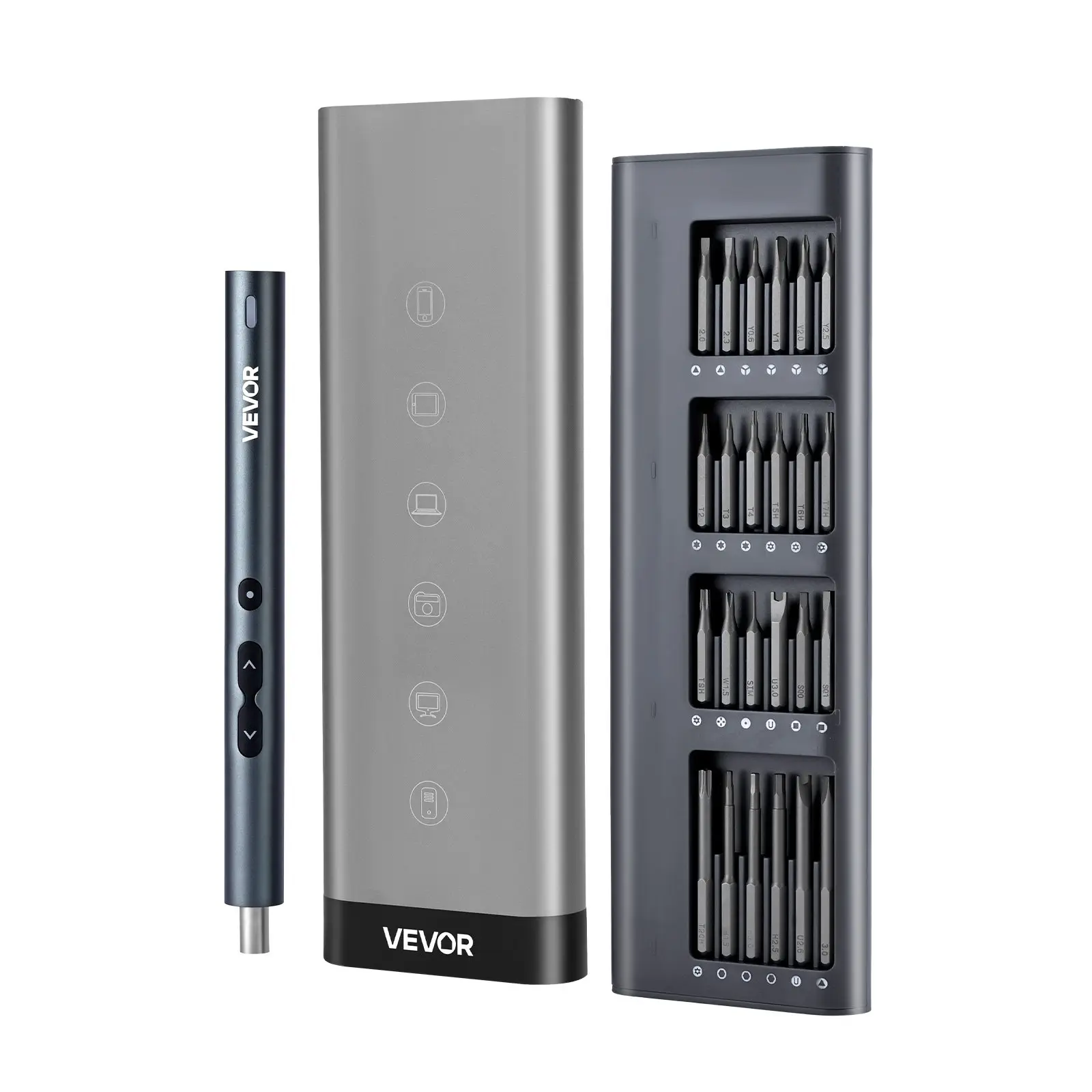 VEVOR Electric Precision Screwdriver Set, 48 Magnetic Bits, Mini Electric Screwdriver with Magnetic Storage Box, S2 Steel Bits, LED Light, Type-C Charging, for Phone, Laptop, and Electronics Repair