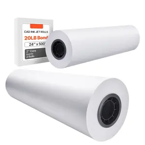Wide Format Plotter Paper 24 In X 500 Ft, 2 Rolls CAD Bond Paper With 3 In Core, 20 Lb Bond Paper Rolls Ideal For CAD Drawings, Engineering Plans, GIS Maps And Architectural Designs