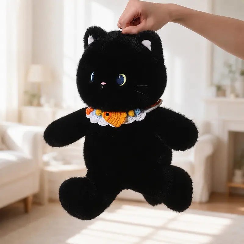 40cm Running Cat Plush Toy with Hood, Soft and Fluffy, Ideal Gift for Cat Lovers, Room Decor, Kids Birthday, Graduation, Wedding, Christmas