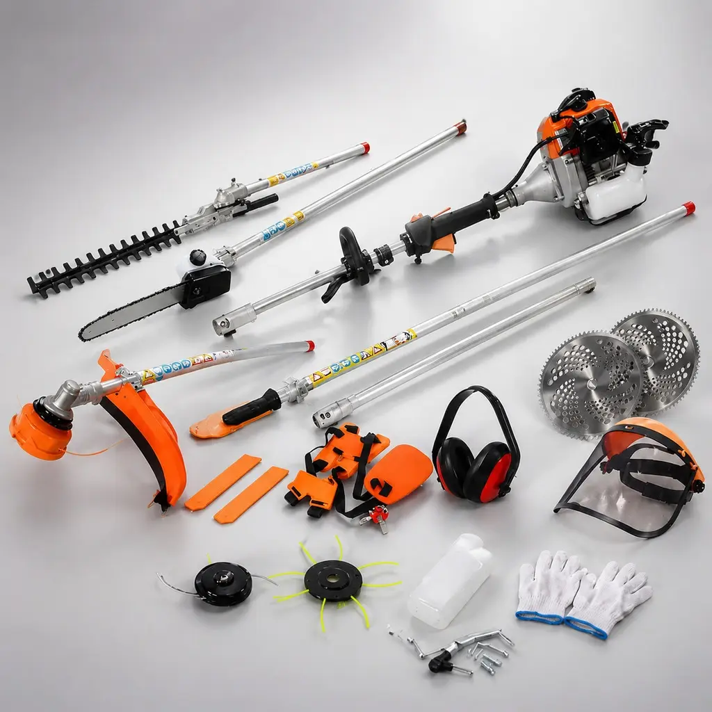 ARCH Furniture 12-in-1 Quick Change Multi-Tool Set - 52cc 2-Cycle Gas Garden System with 40-inch Extension Pole, Pole Saw, Hedge Trimmer, String Trimmer, Brush Cutter, Gloves, Ear Defenders, Bottle Mixer Attachments