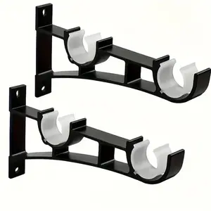 Double Curtain Rod Bracket, Heavy-duty Curtain Rod Bracket, Buckle Design Curtain Rod Rack for Secure Hanging, Curtain Rod Accessories, Curtain Rod Holders
