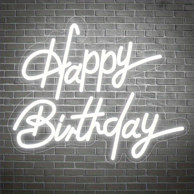 Happy Birthday Neon Wall Decor, LED Lighting Signs Birthday Decor, Home Decor Birthday Lighting LED Signs, Best Personalized Birthday Gifts for All Parties (16 ", Warm White)