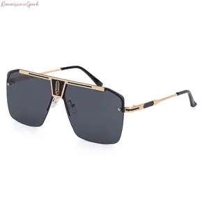 2026 New Unisex Oversized Rimless Square Sunglasses, Trendy Alloy Frame with PC Temples, UV400 Sun Protection, Fashion Streetwear Eyewear for Men & Women, Ideal for Driving, Travel, Daily Casual and Outdoor Activities