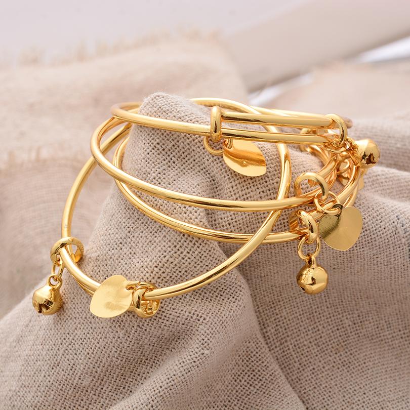 Ethiopian /Arab/African Lucky Bell Baby Kids Children Gold Color Birthday Bangle Bracelet Jewelry Gift
