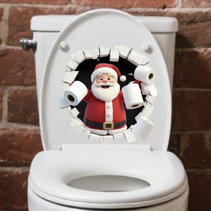 3PC Christmas Toilet Sticker – Fun Holiday Toilet Decoration, Self-Adhesive PVC, Creative Festive Stickers for Home & Gifts