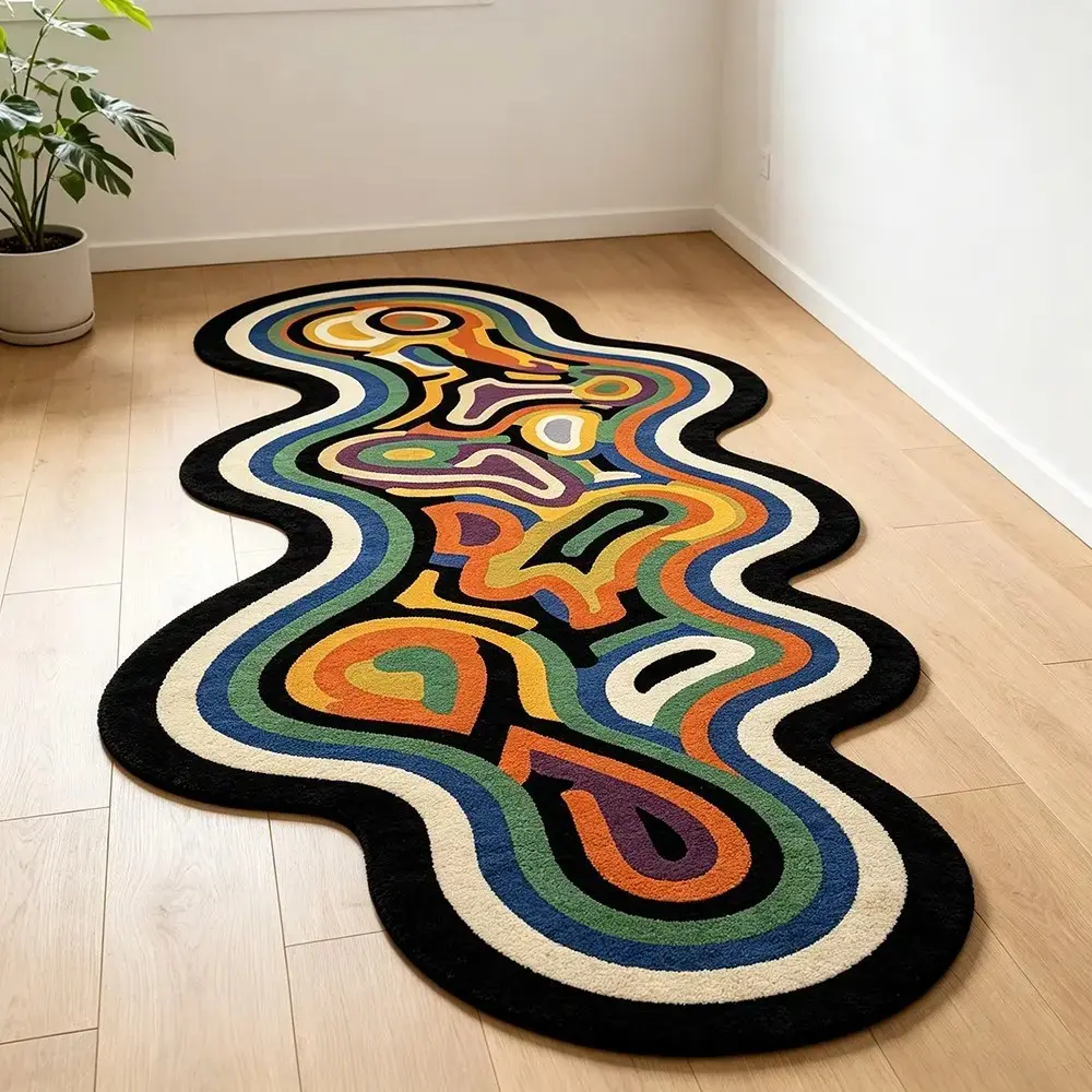 Colorful Geometric Pattern Rug, Area Rug, Soft Universal Mat, Non-Slip Backing, Ideal for Bedroom and Entryway, Plush Home Decor, Home Decorative Rug, Anti Slip Rugs