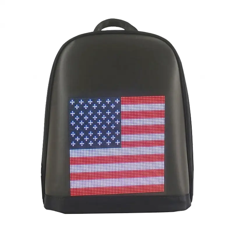 Smart LED Pixel Backpack with Built-in Organizer, Obsidian Black Hard Shell Bag for Men, Bluetooth App for DIY Animations & USB Charging, Built-In Organizer Backpacks