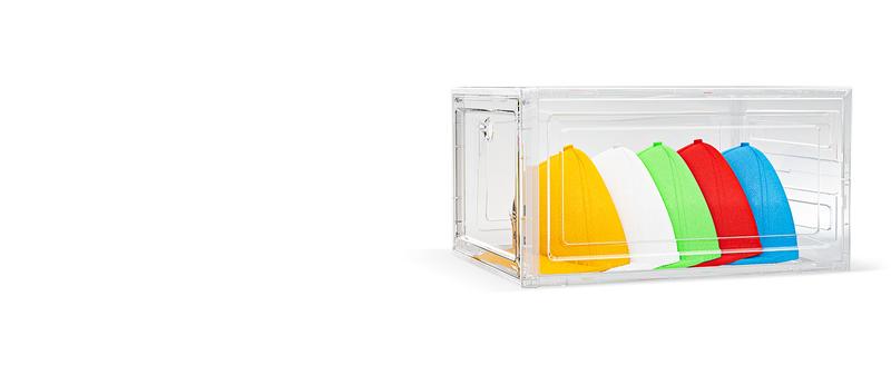 Hat Organizer Box, 6 Boxes for 40 Pack Hats, Upgrade Harder Solid Plastic Hat Organizer for Baseball Caps, Clear Hat Storage with Magnetic Door, Hat Rack, Hat Holder, Hat Case, Hat Box, White