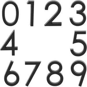 2.36 Inch Black Self Adhesive 3D Chrome Plated Mailbox Door Address Number Stickers, 10 Pack 0-9 for Office Room