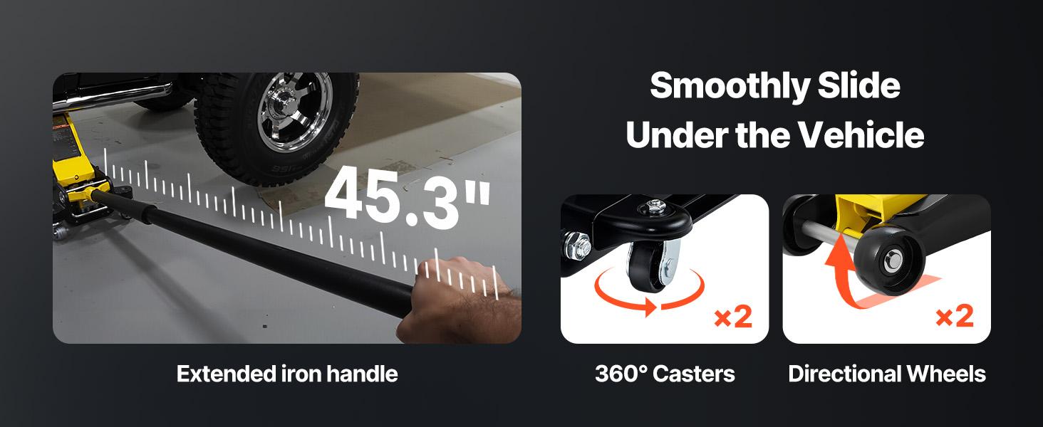 TikTokShopBlackFridayVEVOR 3 Ton Low Profile, Heavy-Duty Steel Racing Floor Jack with Dual Pistons Quick Lift Pump, Lifting Range 3.35"-19.69"