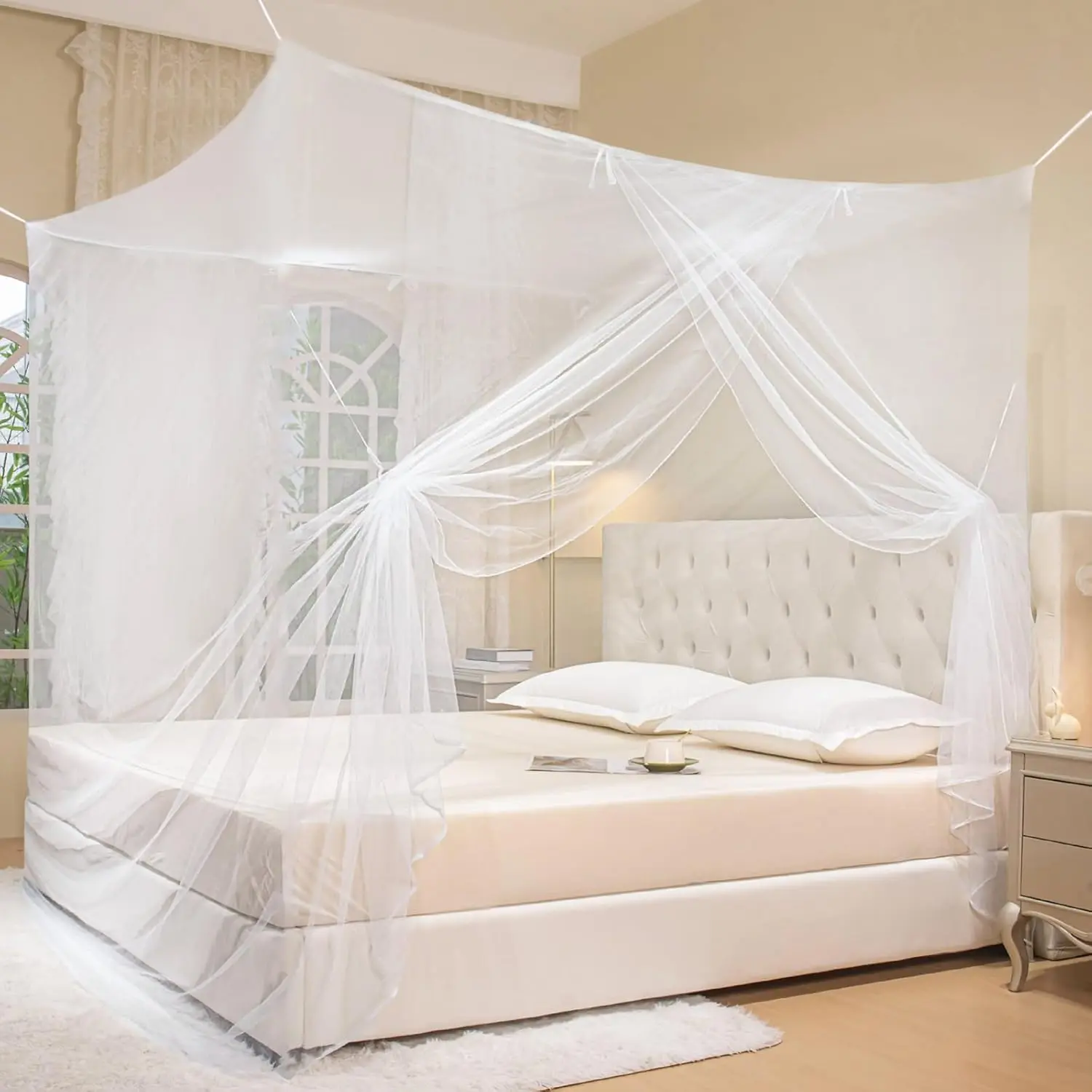 Net for Bed Mosquiteros Cameros para Cuba One Side Opening White Bed Netting for Bedroom Camping Travel (L75 X W35 X H63 Inch)