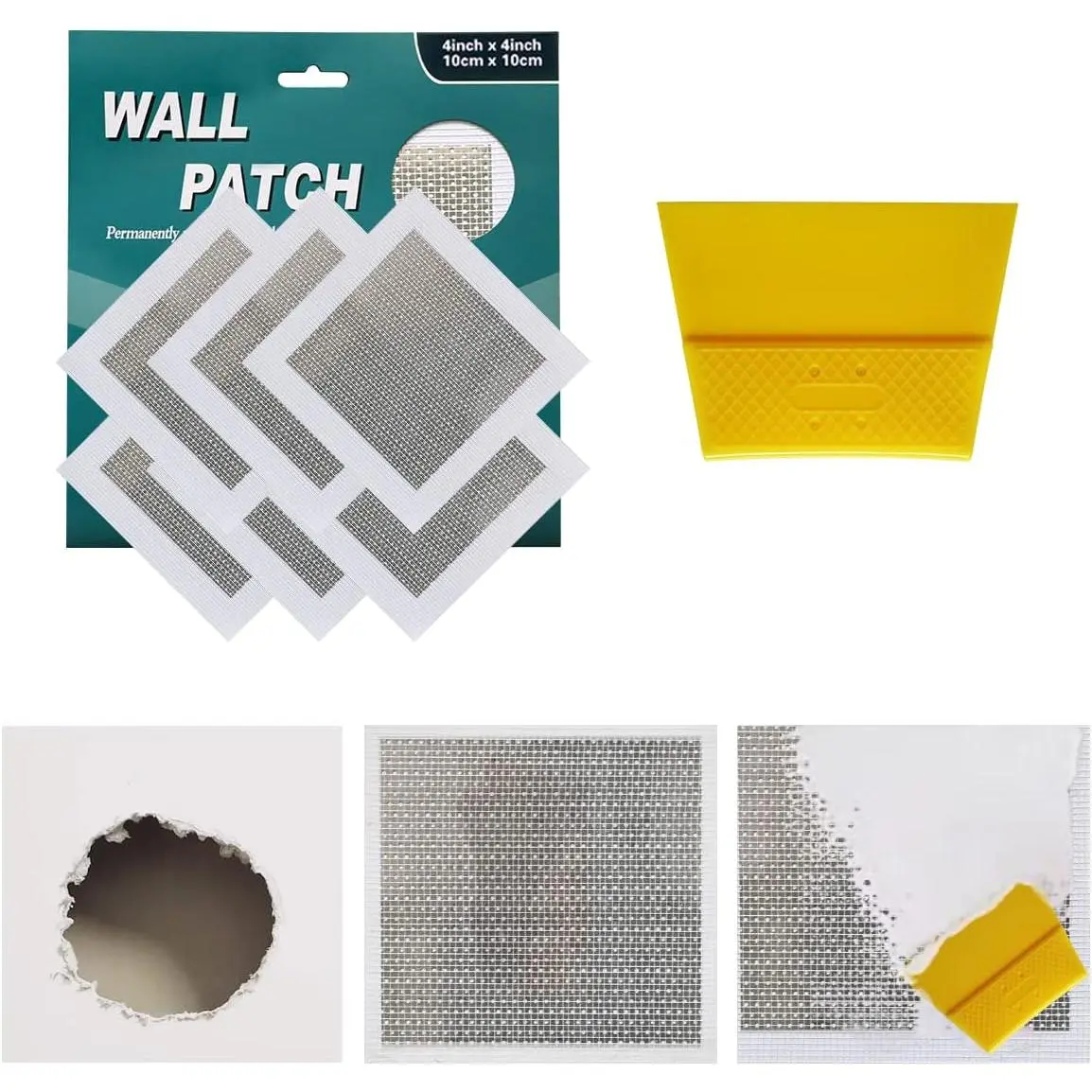 6 Inch 6Pack Drywall Patch Drywall Repair kit, Wall Repair Patch Kit, Patch Repair for Drywall Plasterboard