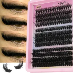 12-Row Mixed Natural D Curl False Eyelashes, 50D+60D+80D Thickness, Volume Segmented Lashes, DIY Makeup, Beginner Friendly, Versatile Use