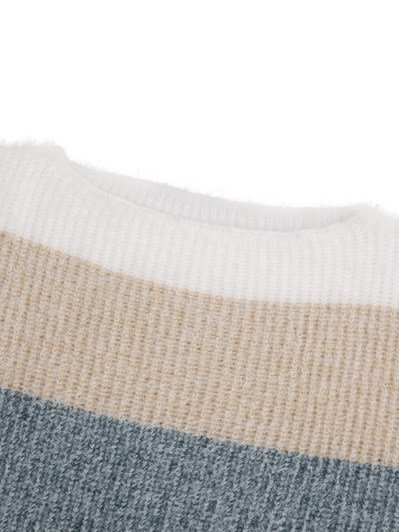 Women's Colorblock Striped Sweater Dress, Elegant Fashion Style, Perfect for Fall & Winter, Daily Wear, Parties, Dates