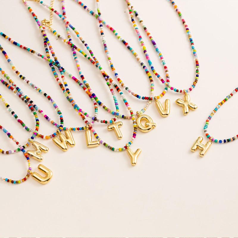 Jstyle vacuum 18k gold plated Colorful Letter Necklace for Women Bubble 26 Letter Necklace Handmade Beaded Necklace Dainty Cute Beach Boho Necklace Jstyle vacuum 18k gold plated Colorful Letter Necklace for Women Bubble 26 Letter Necklace Handmade Beaded Necklace Dainty Cute Beach Boho Necklace